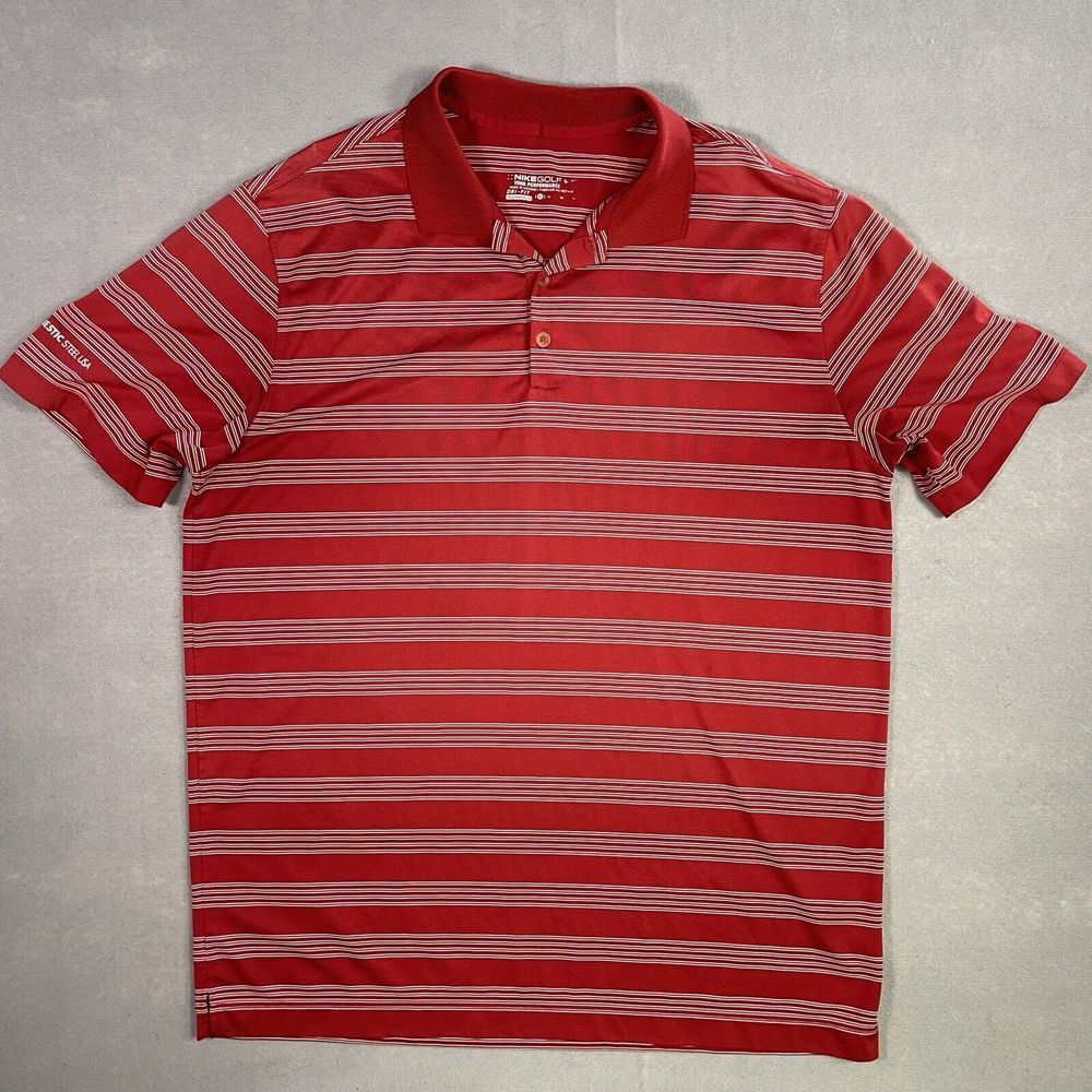 Nike Golf Tour Performance Dri-Fit Men XL Red Striped Athleisure Activewear Golf - Picture 1 of 9
